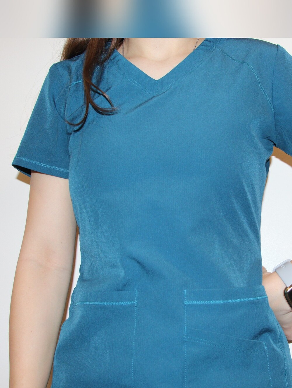 Teal V-Neck Women's Scrub Top